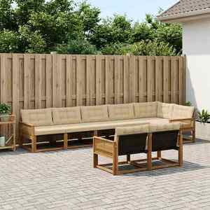 vidaXL Set de canapele de exterior cu pernă 8 pcs Natural și Bej imagine