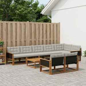 vidaXL Set de canapele de exterior 9 pcs Natural și gri deschis imagine