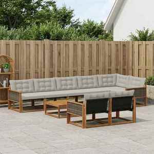 vidaXL Set de canapele de exterior 9 pcs Natural și gri deschis imagine