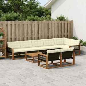 vidaXL Set de canapele de exterior cu pernă 9 pcs Natural și Crem imagine