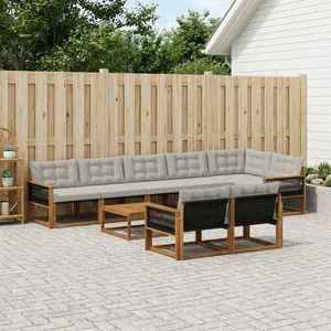 vidaXL Set de canapele de exterior 9 pcs Natural și gri deschis imagine