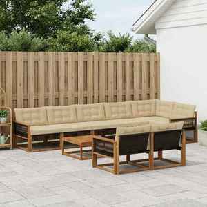 vidaXL Set de canapele de exterior cu pernă 9 pcs Natural și Bej imagine