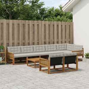 vidaXL Set de canapele de exterior 9 pcs Natural și gri deschis imagine