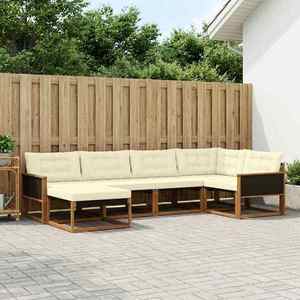 vidaXL Set de canapele de exterior cu pernă 6 pcs Natural și Crem imagine