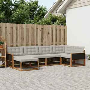 vidaXL Set de canapele de exterior 6 pcs Natural și gri deschis imagine