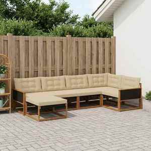 vidaXL Set de canapele de exterior cu pernă 6 pcs Natural și Bej imagine