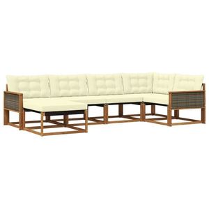 vidaXL Set de canapele de exterior cu pernă 6 pcs Natural și Crem imagine