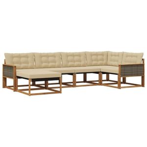 vidaXL Set de canapele de exterior cu pernă 6 pcs Natural și Bej imagine