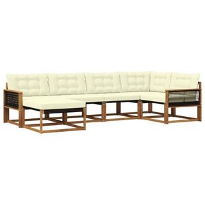 vidaXL Set de canapele de exterior cu pernă 6 pcs Natural și Crem imagine