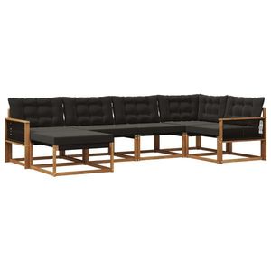 vidaXL Set de canapele de exterior cu pernă 6 pcs Natural și Negru imagine