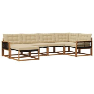 vidaXL Set de canapele de exterior cu pernă 6 pcs Natural și Bej imagine
