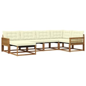 vidaXL Set de canapele de exterior cu pernă 6 pcs Natural și Crem imagine