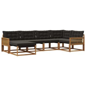 vidaXL Set de canapele de exterior cu pernă 6 pcs Natural și Negru imagine