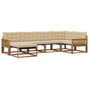 vidaXL Set de canapele de exterior cu pernă 6 pcs Natural și Bej imagine