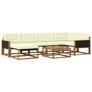 vidaXL Set de canapele de exterior cu pernă 7 pcs Natural și Crem imagine