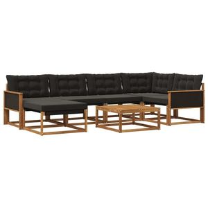 vidaXL Set de canapele de exterior cu pernă 7 pcs Natural și Negru imagine