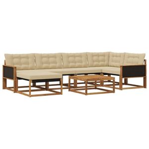 vidaXL Set de canapele de exterior cu pernă 7 pcs Natural și Bej imagine