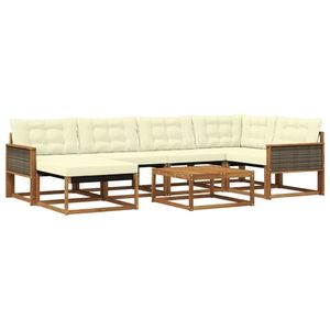 vidaXL Set de canapele de exterior cu pernă 7 pcs Natural și Crem imagine