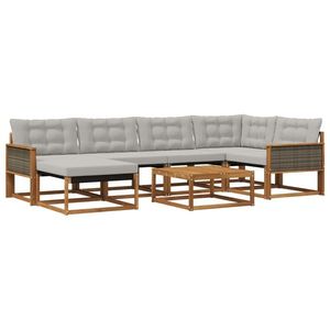 vidaXL Set de canapele de exterior 7 pcs Natural și gri deschis imagine
