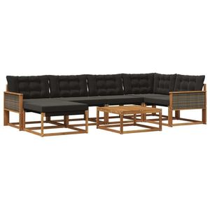vidaXL Set de canapele de exterior cu pernă 7 pcs Natural și Negru imagine