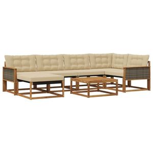 vidaXL Set de canapele de exterior cu pernă 7 pcs Natural și Bej imagine