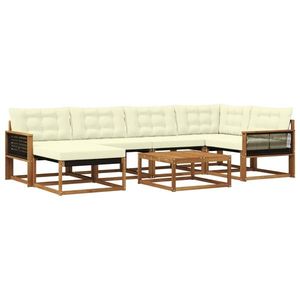vidaXL Set de canapele de exterior cu pernă 7 pcs Natural și Crem imagine