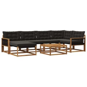 vidaXL Set de canapele de exterior cu pernă 7 pcs Natural și Negru imagine