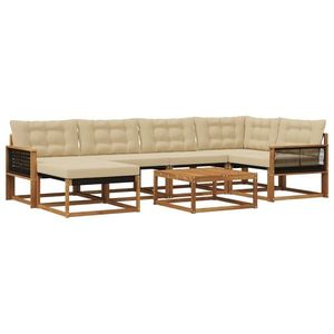 vidaXL Set de canapele de exterior cu pernă 7 pcs Natural și Bej imagine