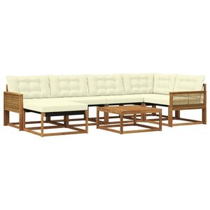 vidaXL Set de canapele de exterior cu pernă 7 pcs Natural și Crem imagine