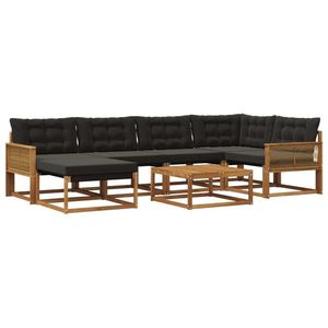 vidaXL Set de canapele de exterior cu pernă 7 pcs Natural și Negru imagine