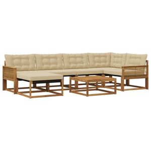 vidaXL Set de canapele de exterior cu pernă 7 pcs Natural și Bej imagine