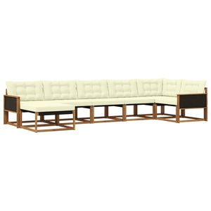 vidaXL Set de canapele de exterior cu pernă 7 pcs Natural și Crem imagine