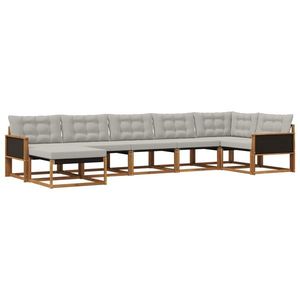 vidaXL Set de canapele de exterior 7 pcs Natural și gri deschis imagine
