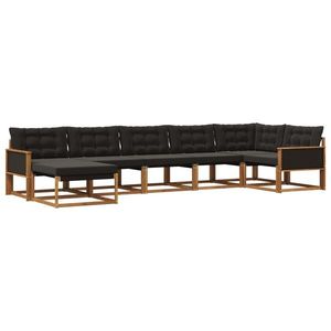 vidaXL Set de canapele de exterior cu pernă 7 pcs Natural și Negru imagine