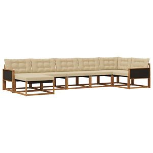 vidaXL Set de canapele de exterior cu pernă 7 pcs Natural și Bej imagine