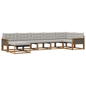 vidaXL Set de canapele de exterior 7 pcs Natural și gri deschis imagine