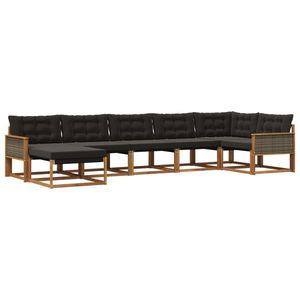 vidaXL Set de canapele de exterior cu pernă 7 pcs Natural și Negru imagine