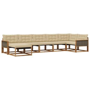 vidaXL Set de canapele de exterior cu pernă 7 pcs Natural și Bej imagine
