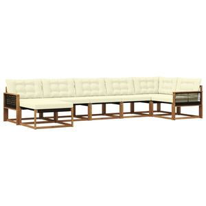 vidaXL Set de canapele de exterior cu pernă 7 pcs Natural și Crem imagine