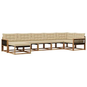 vidaXL Set de canapele de exterior cu pernă 7 pcs Natural și Bej imagine