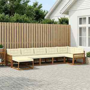 vidaXL Set de canapele de exterior cu pernă 7 pcs Natural și Crem imagine