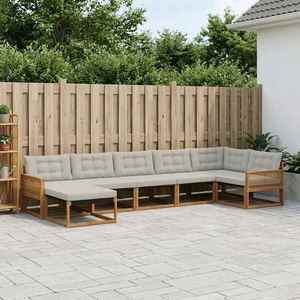 vidaXL Set de canapele de exterior 7 pcs Natural și gri deschis imagine