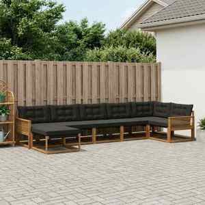 vidaXL Set de canapele de exterior cu pernă 7 pcs Natural și Negru imagine