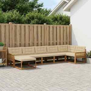 vidaXL Set de canapele de exterior cu pernă 7 pcs Natural și Bej imagine