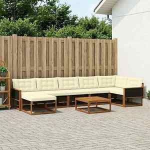 vidaXL Set de canapele de exterior cu pernă 8 pcs Natural și Crem imagine