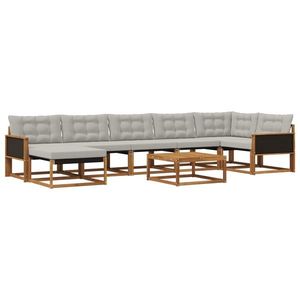 vidaXL Set de canapele de exterior 8 pcs Natural și gri deschis imagine