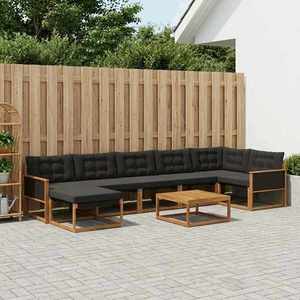 vidaXL Set de canapele de exterior cu pernă 8 pcs Natural și Negru imagine