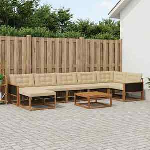 vidaXL Set de canapele de exterior cu pernă 8 pcs Natural și Bej imagine