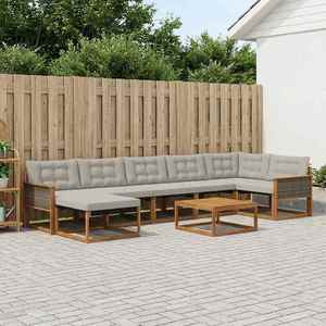 vidaXL Set de canapele de exterior 8 pcs Natural și gri deschis imagine