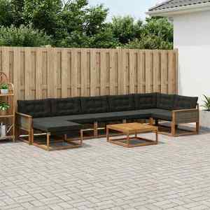 vidaXL Set de canapele de exterior cu pernă 8 pcs Natural și Negru imagine